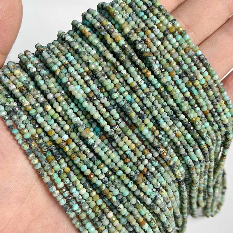 Miniaturbild: Rondelle Faceted Green Malachite Natural Stone Beads Loose Jaspers Beads 