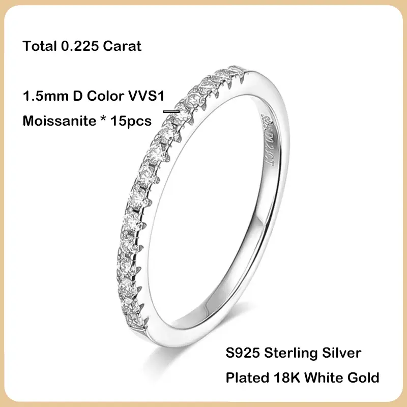 Miniature : Sparkling 2.2cttw 3mm D Color Moissanite Ring Full Eternity Diamond Wedding Band