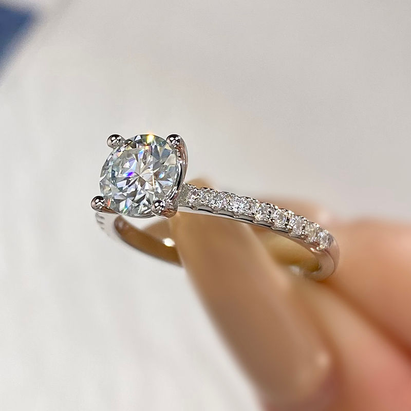 Thumbnail: Sparkling 1-5ct Big Moissanite Diamond Rings for Women Solitaire Genuine Silver