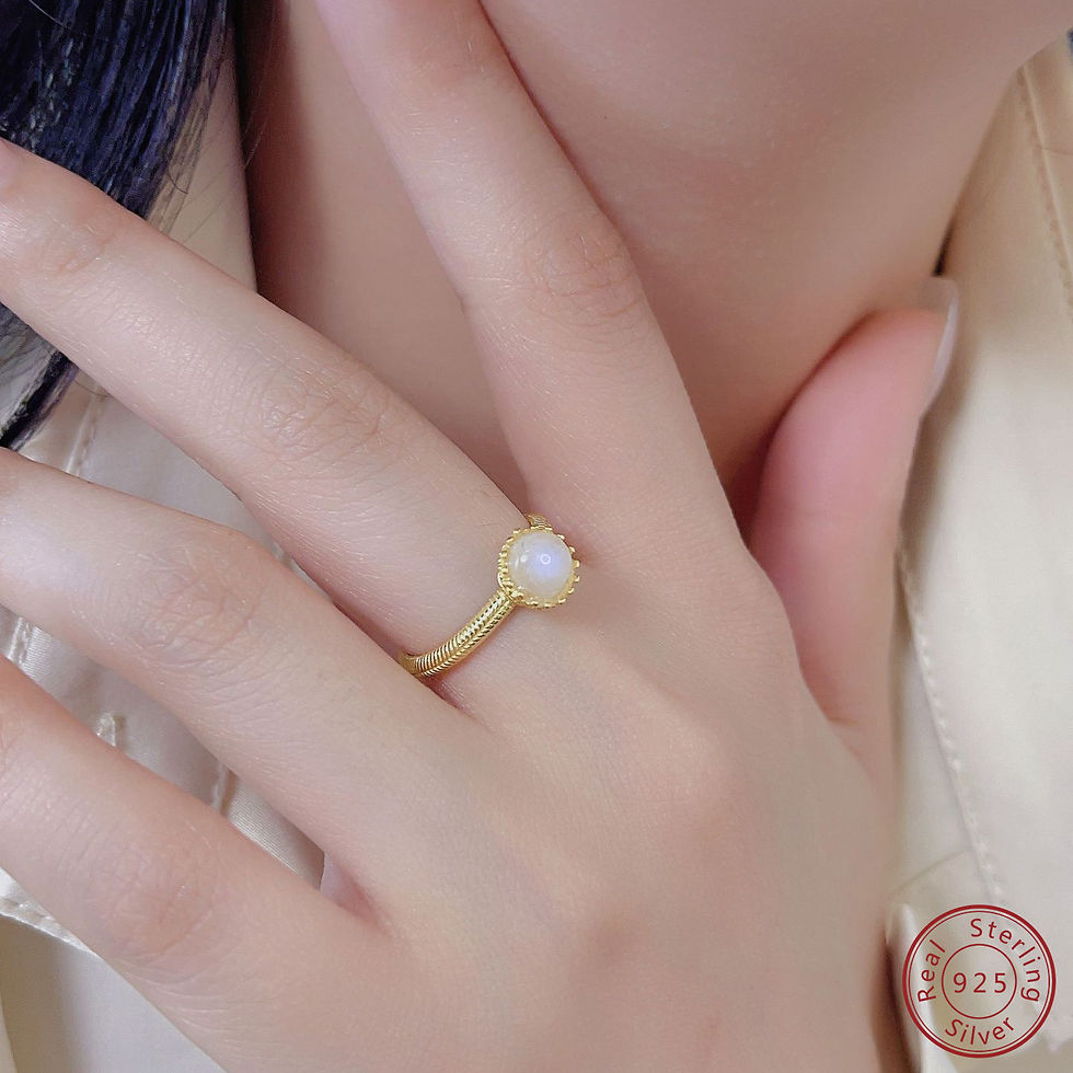 الصورة المصغرة: 925 sterling silver natural moonstone circular ring versatile ring for women