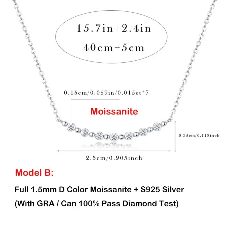 Thumbnail: Full 0.065CT D Color Moissanite Pendant Necklace for Women Lady S925 Silver All 