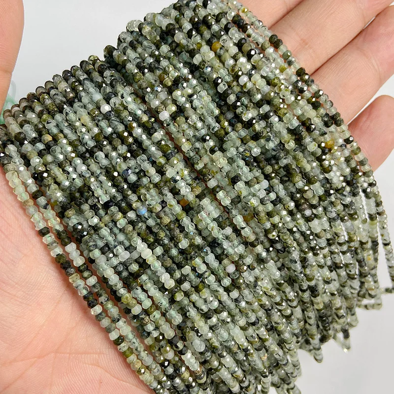 Miniaturbild: Rondelle Faceted Green Malachite Natural Stone Beads Loose Jaspers Beads 