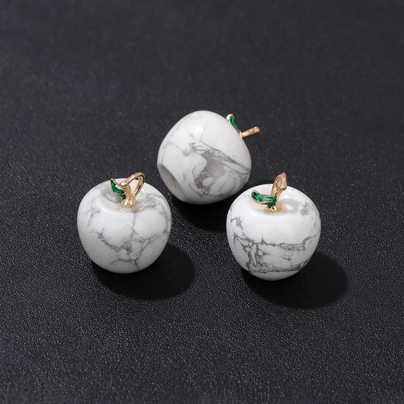 الصورة المصغرة: 5PC Mini Natural Stone Apple Decor Healing TigerEye Statue Pendant Home Decorate