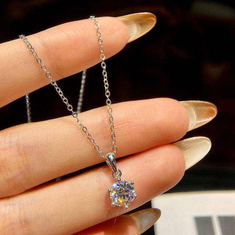 Miniatura: 1-3CT Round Certified Moissanite Diamond Dating Wedding Necklace For Women
