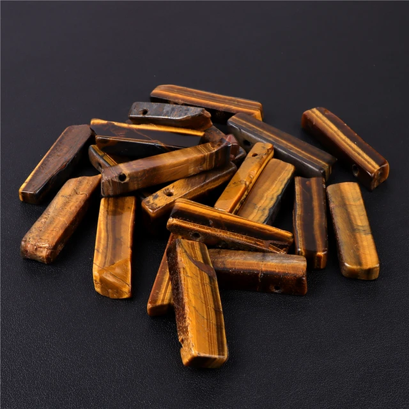 Thumbnail: 5Pcs/Lot Natural Stone Pendant Bead Irregular Tiger Eye Amethyst Slab Stick Bead