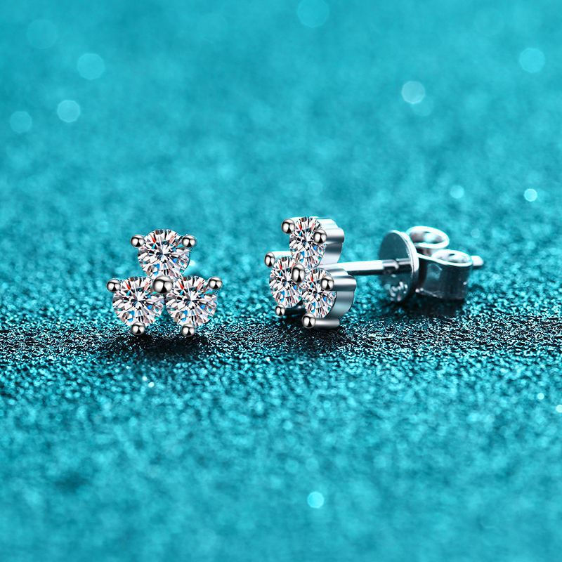 0.6 Carat Floral Moissanite Diamond Stud Earrings for Women Wedding Party Fine J