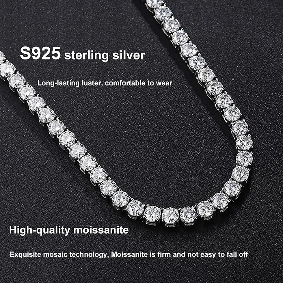 الصورة المصغرة: GRA Certified Full Moissanite Tennis Necklace 925 Silver 3/4/5/6.5mm Sparkling