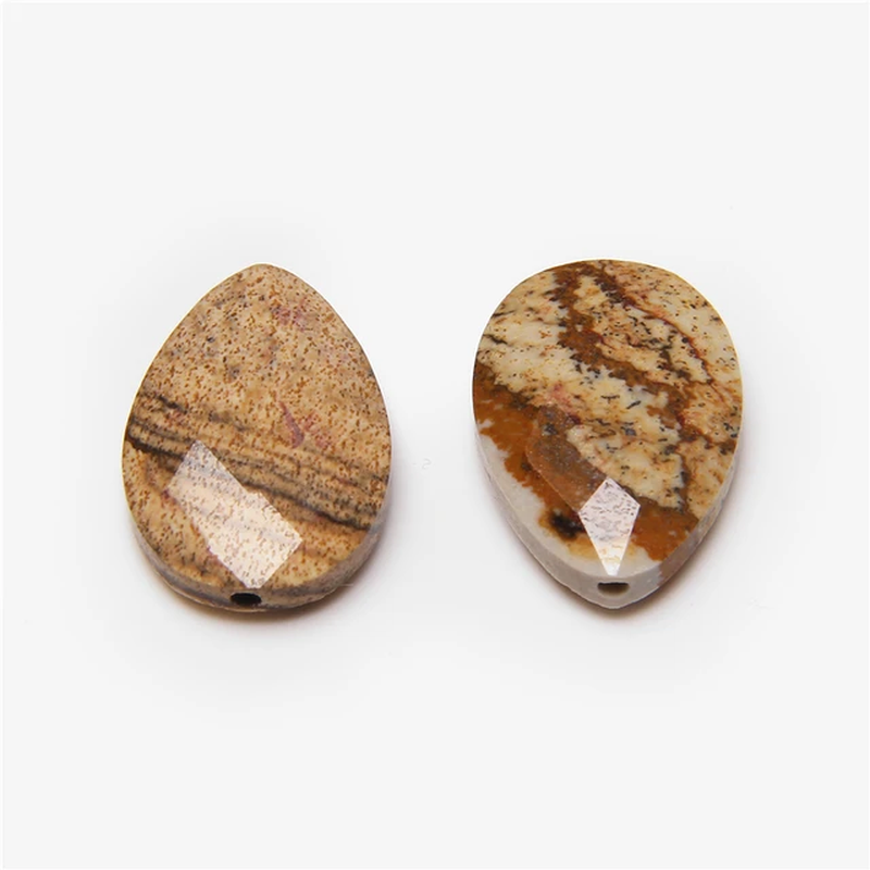 الصورة المصغرة: Natural Faceted Stone Beads Water Drop Malachite Quartz Kambaba Bracelet Earring