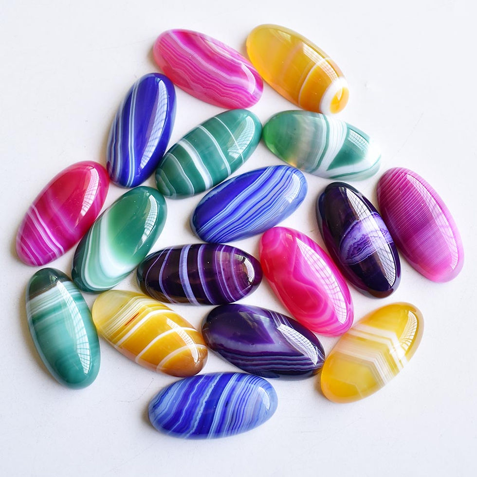 Miniatura: Wholesale 20pcs Natural stripe onyx mixed oval cabochon for jewelry 15x30mm 