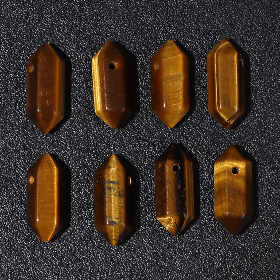 Miniaturbild: High Quality Hexagon Shaped Pendant Natural Gemstone Bead Energy Ore Stone Bead 