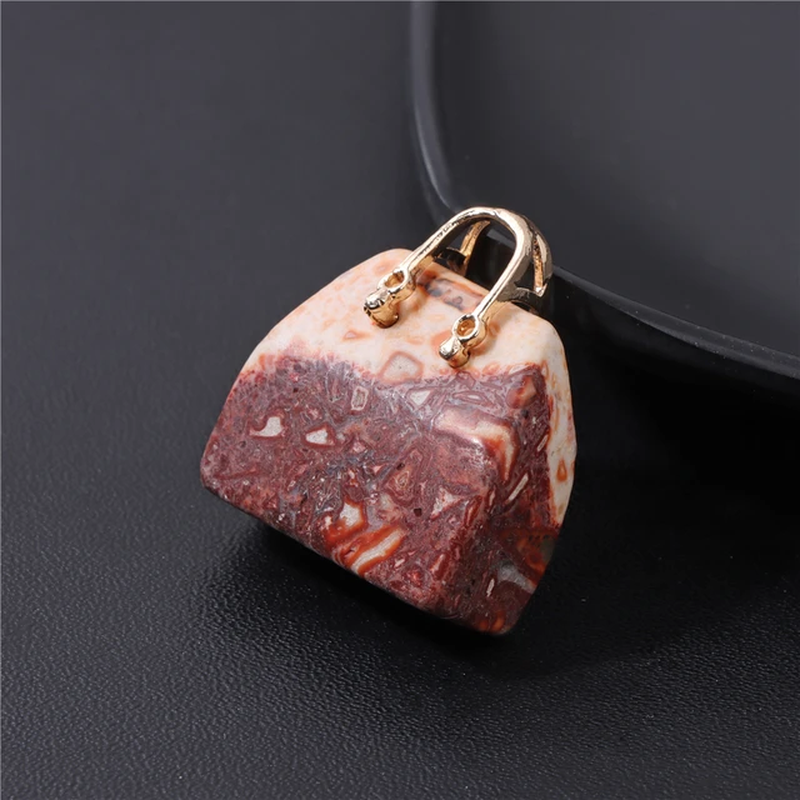 Miniature : 2Pcs/Lot Natural Gemstone Handbag Crystal Healing Bag Home Decoration Ornament 