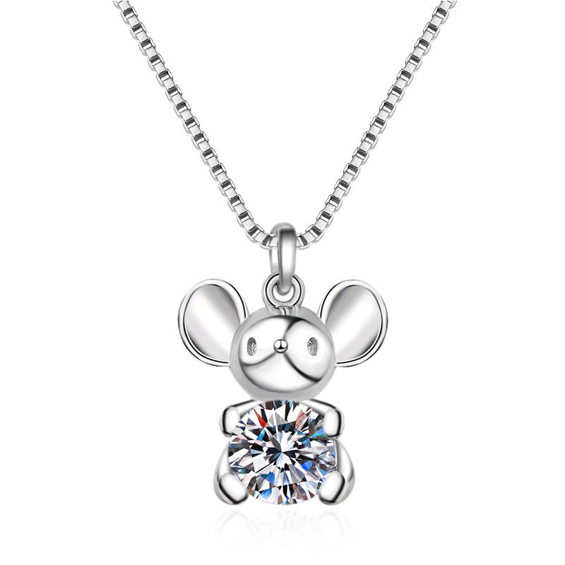 Thumbnail: 0.5CT Moissanite Necklace 925 Silver Cute Zodiac Pendant Jewelry Luxury Glitter 