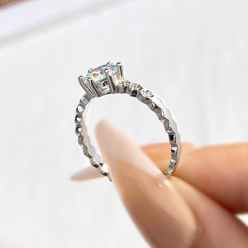 Miniatura: Real 1ct Elegant Diamond Moissanite Ring 925 Sterling Silver Honeycomb Rings