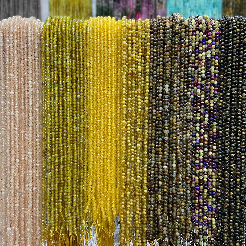 Natural Stone Beads Small 4MM Bead Yellow Section Tiger Eye Loose Faceted Beaded