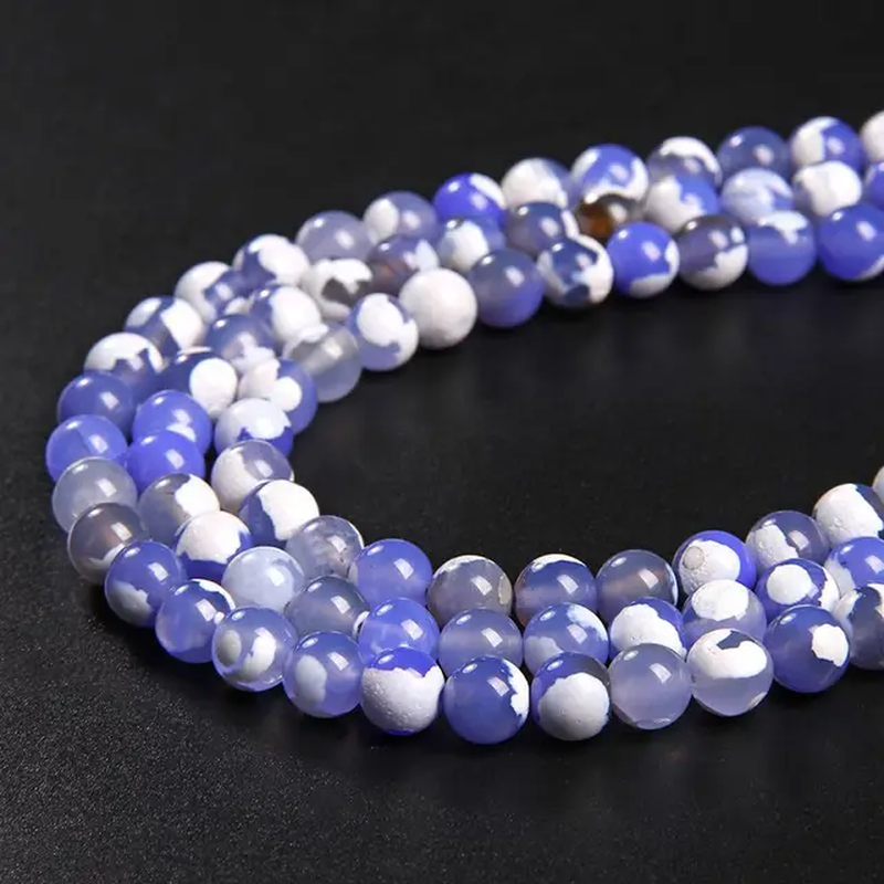 Miniaturbild: Natural Stone Fire Dragon Veins Agates Beads Round Loose Bead for Jewelry Making