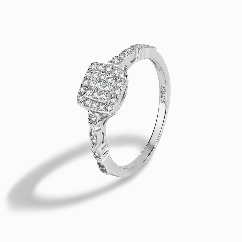 Miniatura: 925 Pure Silver Simple Square Zircon Ring with High Quality Exquisite Luxury