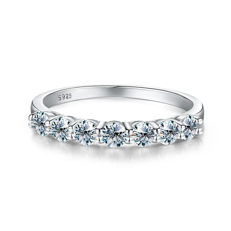 Miniatura: Real Moissanite Ring 925 Sterling Silver Diamond Eternity Band Engagement Rings