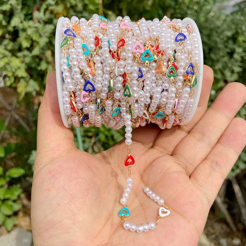 Miniatura: 0.5-1Meter Fashion Evil Eye Beads Chain Flower Butterfly Shape Pearl Bead Chain