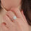 Miniaturbild: 925 Sterling Silver Square White Opal Set with Diamond Fashion Design Sense Ring