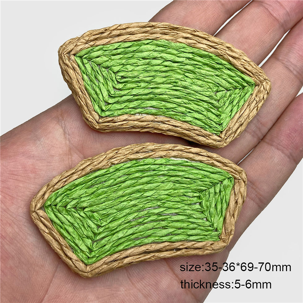 Miniature : New Trend Geometric Shape Raffia Pendant Handmade Colorful Rattan Charms Jewelry