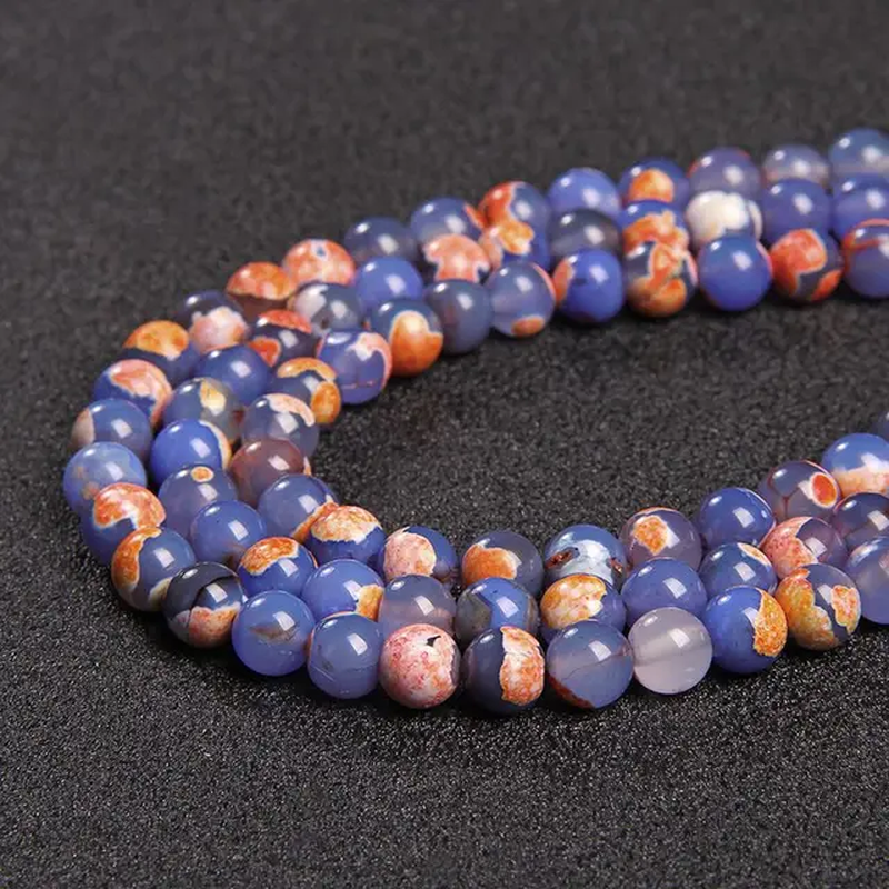 Miniaturbild: Natural Stone Fire Dragon Veins Agates Beads Round Loose Bead for Jewelry Making