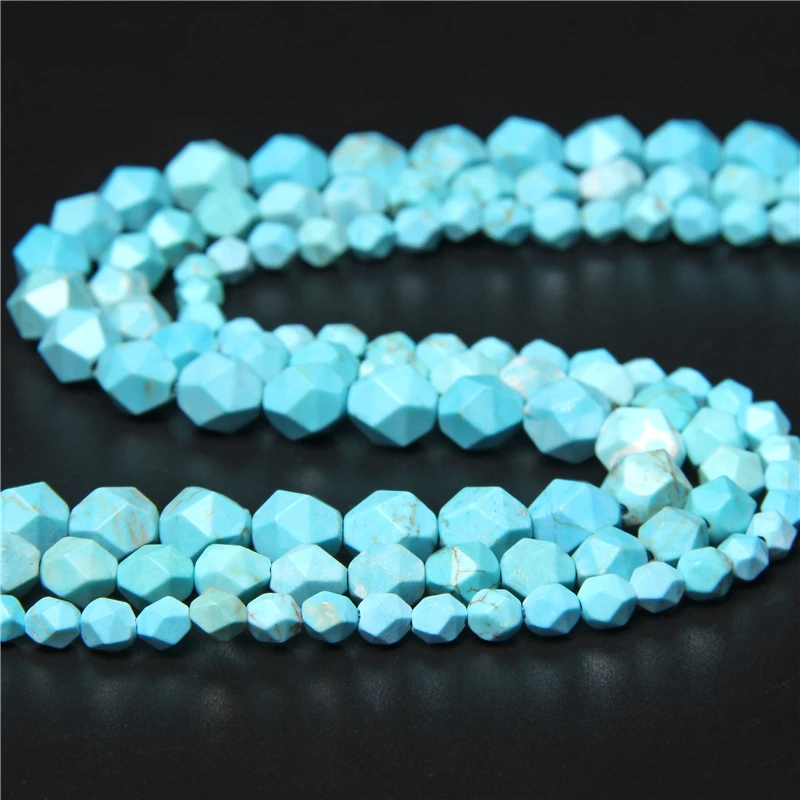 Miniaturbild: Faceted Blue Turquoises Loose Beads Natural Gems for Jewelry Making 15" 6 8 10MM