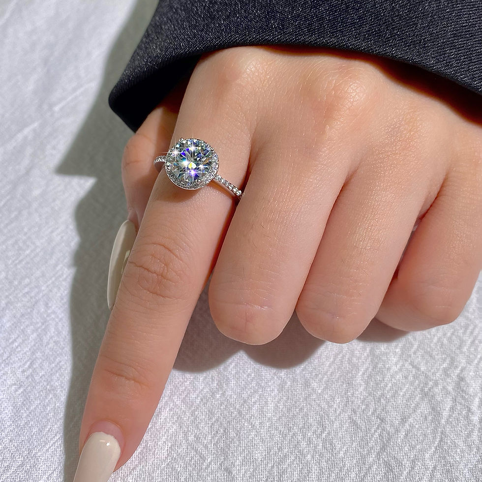 Miniatura: Elegant 0.5-3CT Real Moissanite Diamond Wedding Round Gemstones Halo Rings