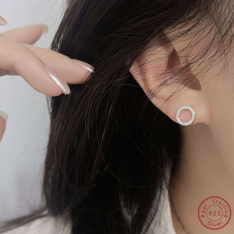 Thumbnail: Minimalist trinkets retro women's 100% 925 sterling silver round diamond earring