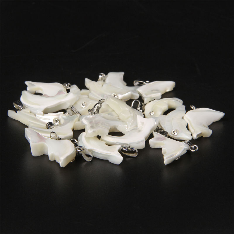 Miniaturbild: 2-10pcs Charm Lovely Dolphin 24x14mm Mother Pearl White Color Pendant Making  