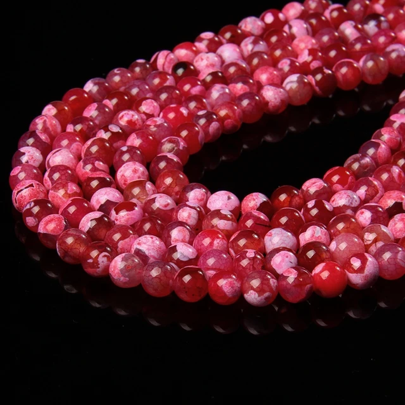 Miniaturbild: Natural Stone Fire Dragon Veins Agates Beads Round Loose Bead for Jewelry Making