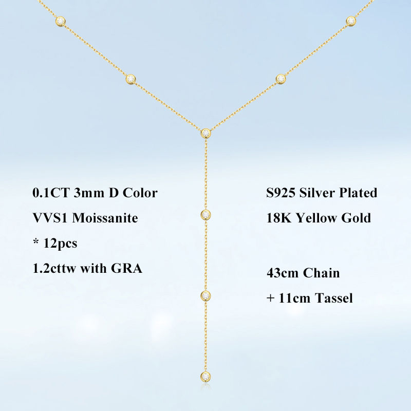 Miniatura: Full 3MM 1.2cttw D Color Moissanite Pendant Necklaces S925 Silver 18K White Gold
