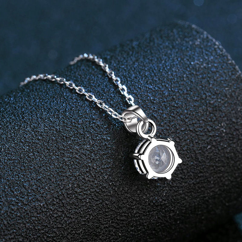 Miniature : Sparkling 0.5-5CT D Color Moissanite Pendant Necklace for Women S925 Silver Pass