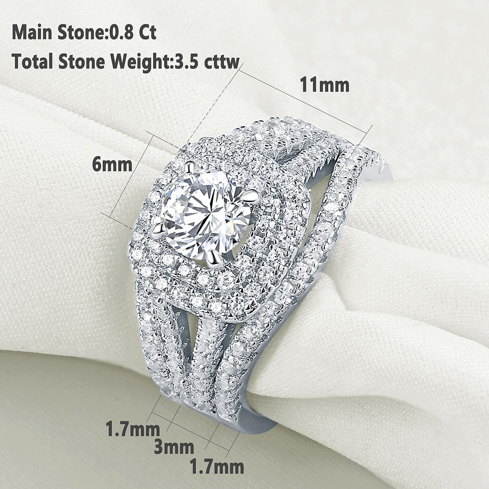 Miniaturbild: 3 Pieces 925 Sterling Silver Wedding Rings for Women AAAAA CZ Blue Side Stones L