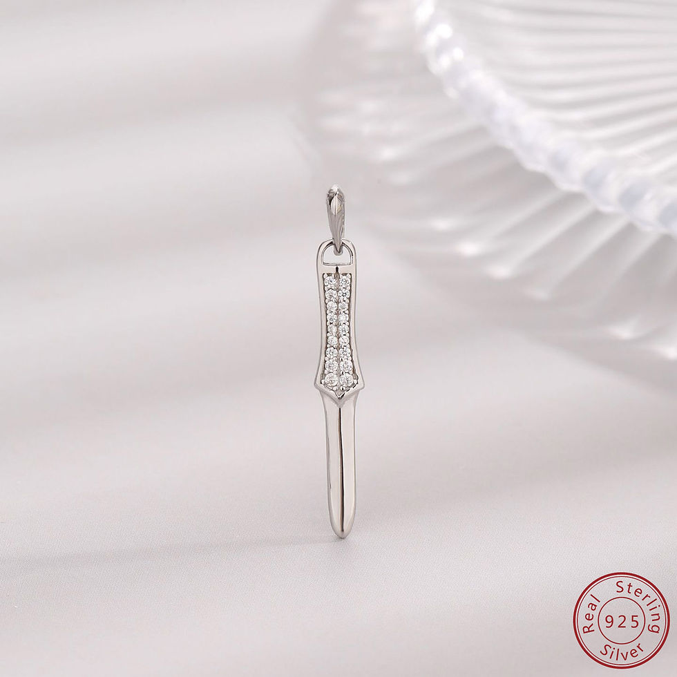 Thumbnail: 925 Sterling Silver Zircon Necklace Classic Retro Short Sword Necklace Fashion