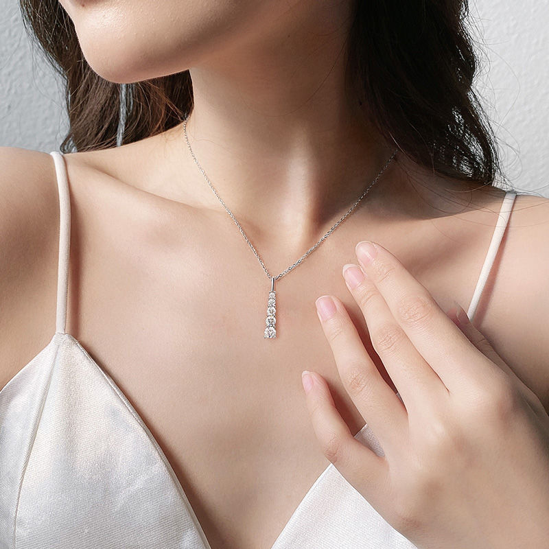 Thumbnail: Luxury 0.69cttw Full D Color Moissanite Pendant Necklace for Women S925 Silver 5