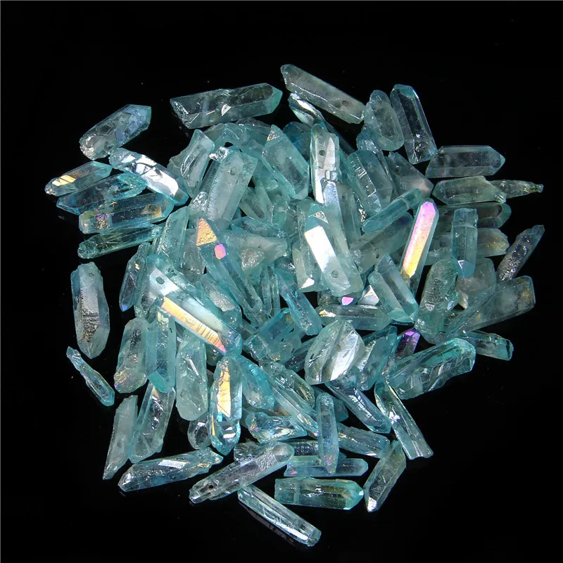 Thumbnail: Blue Natural Quartz Crystal Point Beads Stick Point Loose Bead 10/20/30Pcs