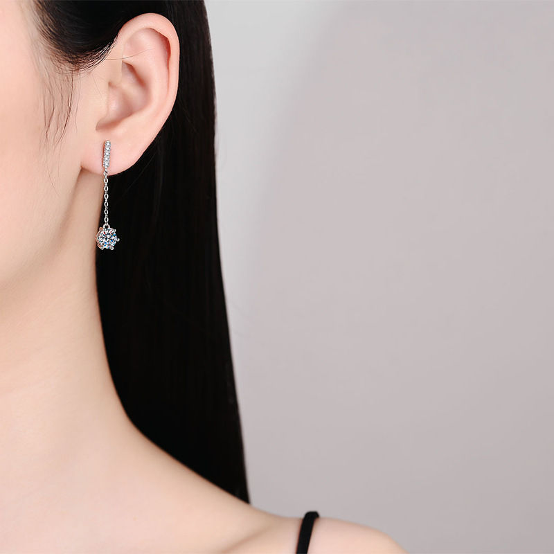 Miniaturbild: Luxury 100% Real D Color 1CT Moissanite Drop Earring for Women Girls S925 Silver