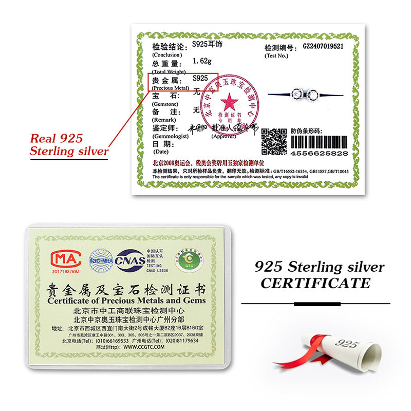 Miniaturbild: Certified Moissanite Diamond Stud Earrings for Women 925 Sterling Silver Round