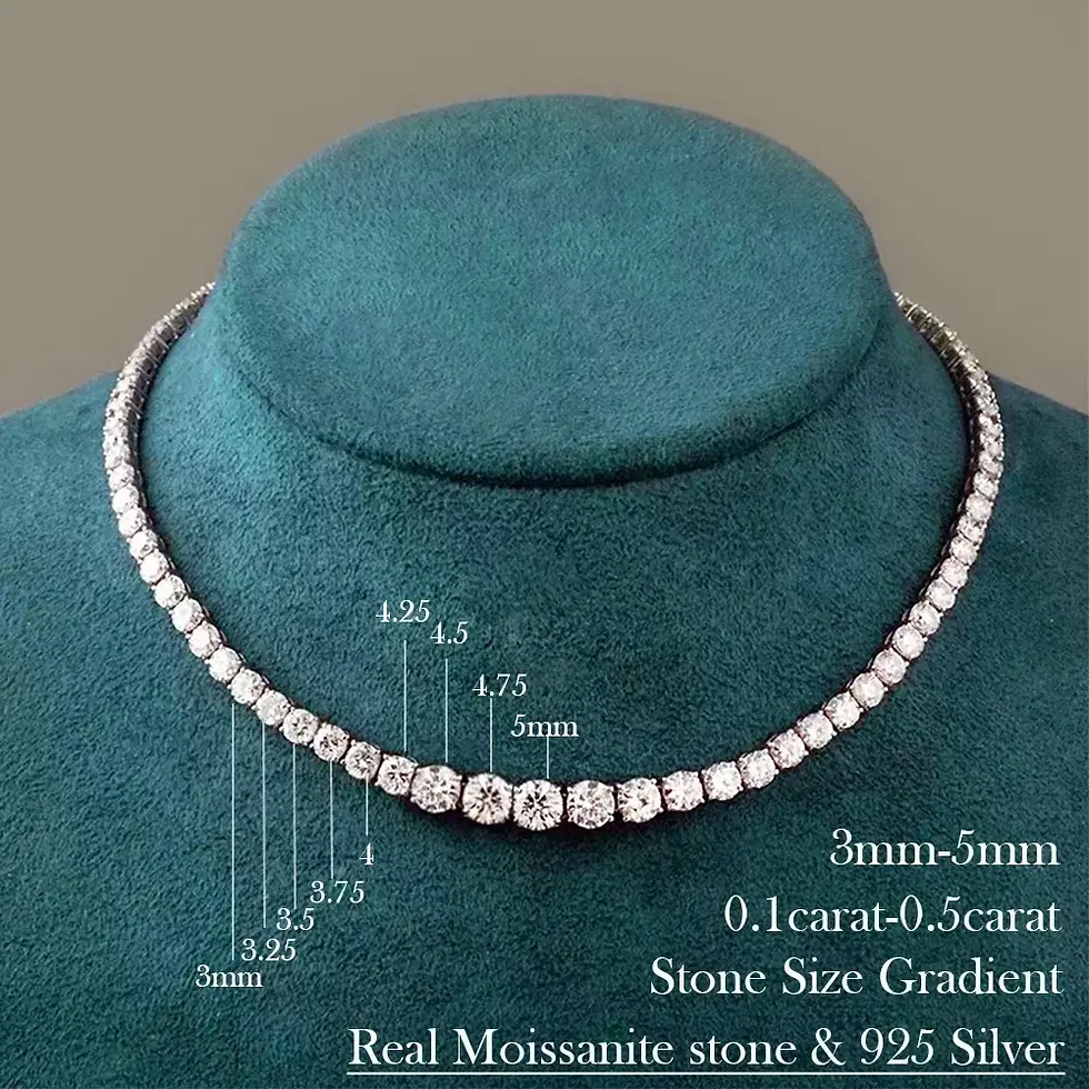 الصورة المصغرة: Riviera Necklaces Full Moissanite Tennis Necklace for Women 925 Sterling Silver 