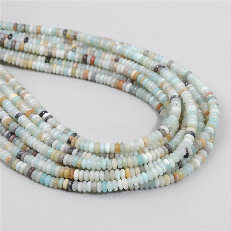 Miniaturbild: Natural Flat round Stone Beads Abacus Shape Jaspers Quartzs Gems Beads 2*4Mm