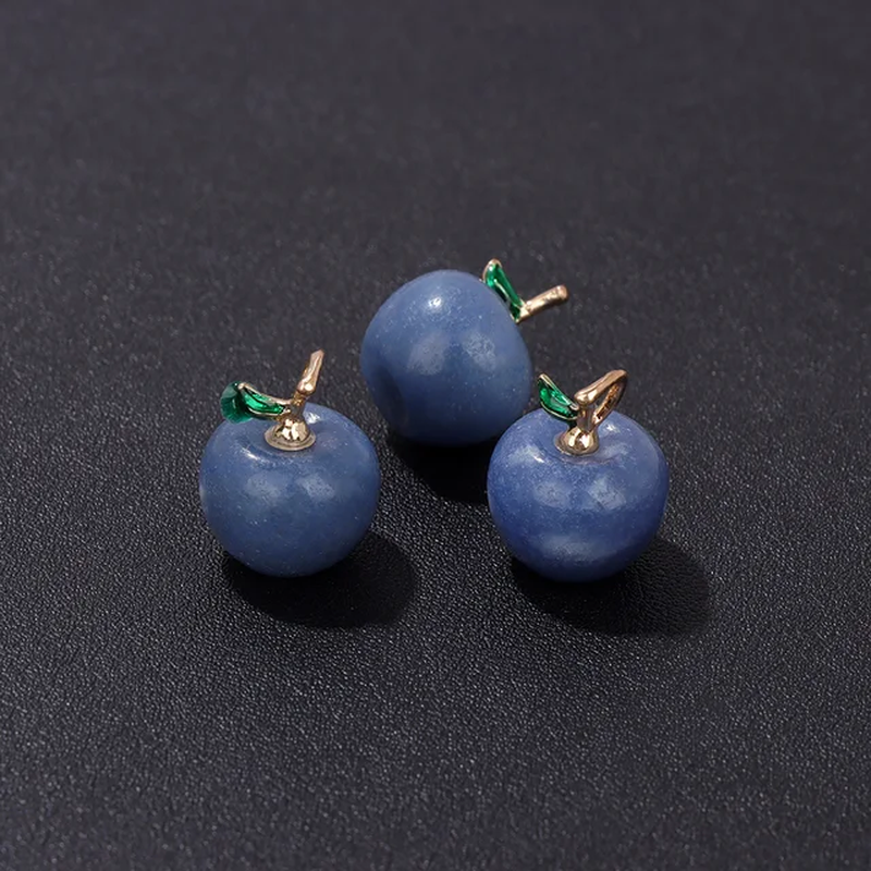 الصورة المصغرة: 5PC Mini Natural Stone Apple Decor Healing TigerEye Statue Pendant Home Decorate