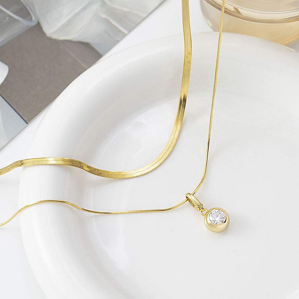 Miniatura: 1 Carat Bubble Moissant Diamond Necklace 925 Silver Snake Bone Chain Layered