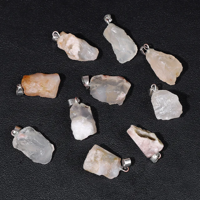 Miniature : 5Pcs/Lot Natural Stone Pendant Irregular Rough Quartz Crystal Energy Charms 