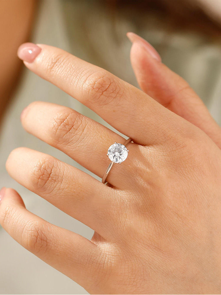 Miniature : 925 Sterling Silver 1-3CT Gorgeous Shiny Round Zircon Ring For Women Engagement 