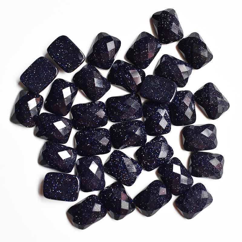 Miniaturbild: Wholesale 30pcs natural stone mixed rectangle CABOCHON faceted beads 12x16mm 