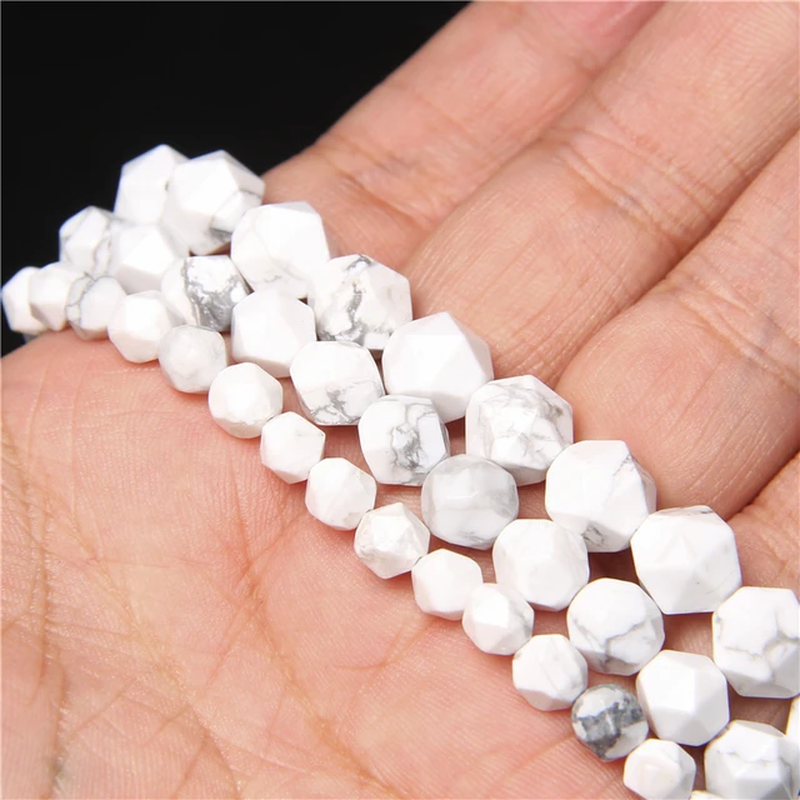 Miniatura: Natural White Faceted Stone Bead Jades Agates Quartz Loose Spacer Beads 6/8/10Mm