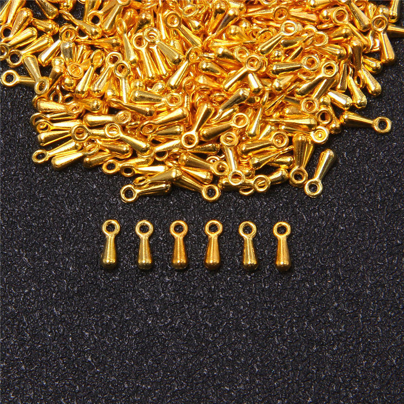 الصورة المصغرة: 100pcs/ lot 2*7mm Silver Colour Water Drop End Beads For Extender Chain Pendant 