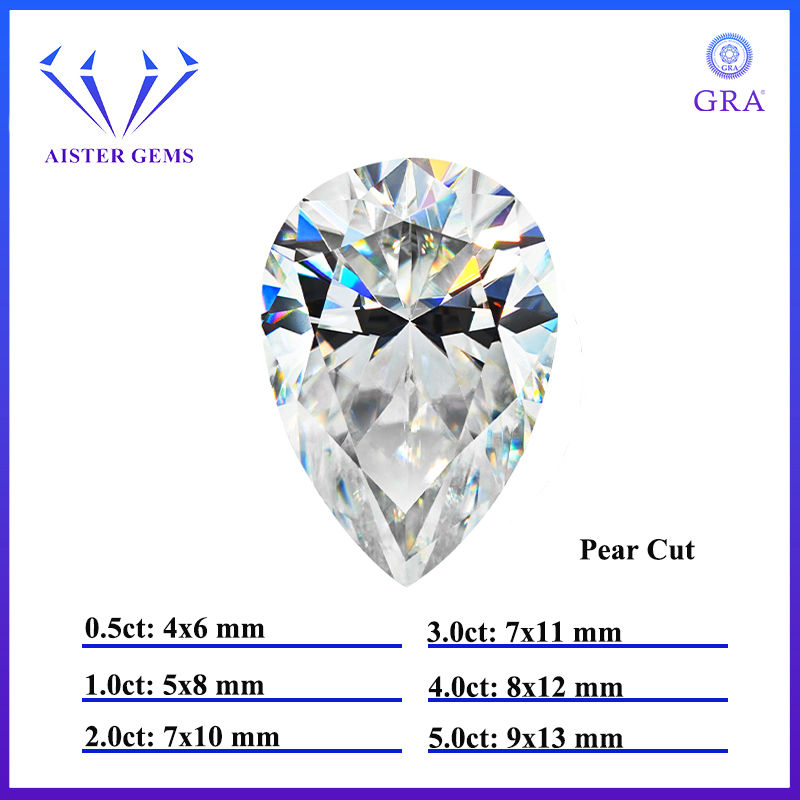 Miniatura: White D Color Moissanite diamonds with GRA Certificate Round Oval Heart Emerald 