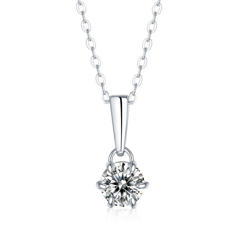 Miniatura: Real 2 Carat Moissanite Pendant Necklace For Women 100% 925 Sterling Silver Clas