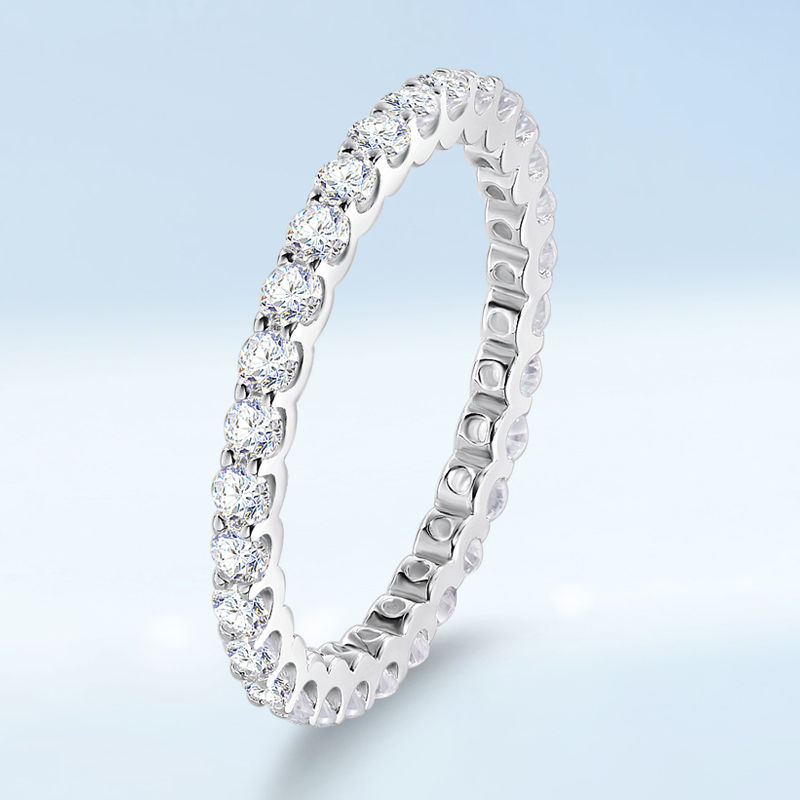 Miniatura: Real 3mm 0.1CT D Color Full Eternity Moissanite Ring For Women S925 Silver Pass 
